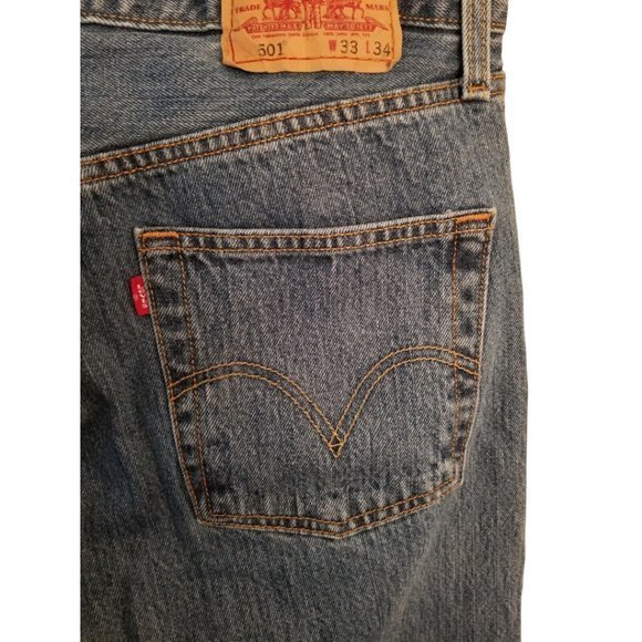 LEVI'S 501 Straight light Blue Men’s Jeans Size‎ 33/34 - Picture 6 of 6